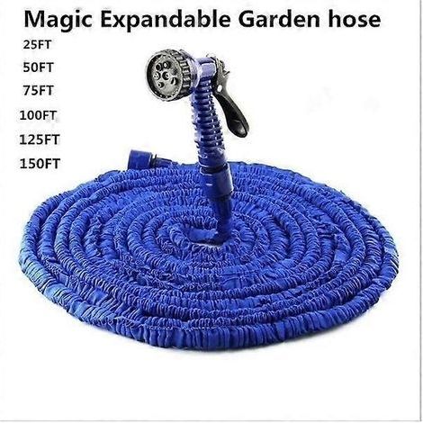 Tuyau d'arrosage flexible magique bleu de 25 à 150 pieds (7,6 à 45,7 m) (1/4)
