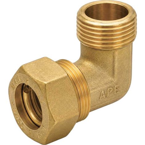 GOMITO MASCHIO A COMPRESSIONE O-RING PER TUBO RAME APE Ø14 x 1/2