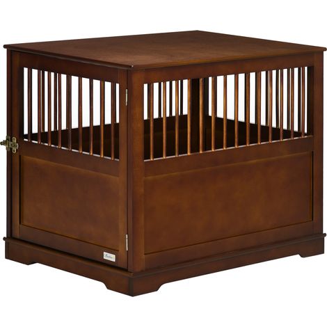 Cage pour chien avec surface de table niche élégante pour chiens de taille moyenne intérieur porte verrouillable brun 80,5x59,5x67,5cm