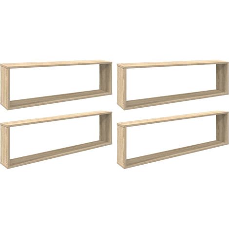 vidaXL Estantes cubo pared 4uds contrachapado roble Sonoma 100x15x30cm (1/2)