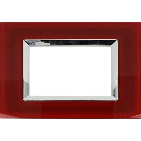 Placca Elegance 3M 4M 6M Compatibile Bticino Matix ROSSO,3 POSTI (1/2)