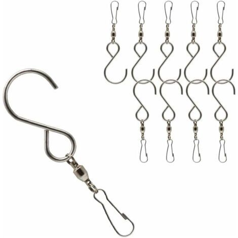 10 pièces Crochets Pivotants avec Clips, Crochets de Carillon à Vent en Acier Inoxydable pour Mangeoire pour Oiseaux, Lampe Suspendue, Panier à Fleurs Suspendu (Argent)