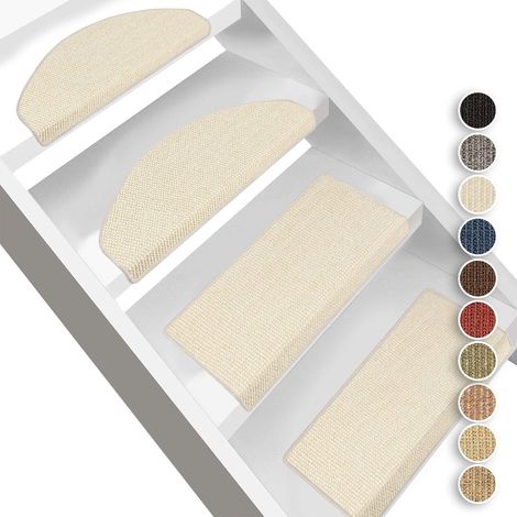 Tapis d'escalier Pure Nature Demi-circulaire Ivoire 23,5 x 65 cm (1/5)