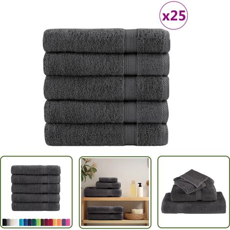 The Living Store Serviettes de bain de qualité supérieure SOLUND 25 pcs - Serviettes De Bain - Serviettes - Serviettes De Toilette - Coton - Serviettes Moelleuses (1/5)