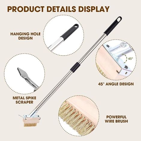 Brosse à Mauvaises Herbes, Brosse à Désherber Brosses À Joints pour Mauvaises Herbes avec Long Manche et Grattoir à Joints Enlever la Mousse Les Blocs Allées (1/4)