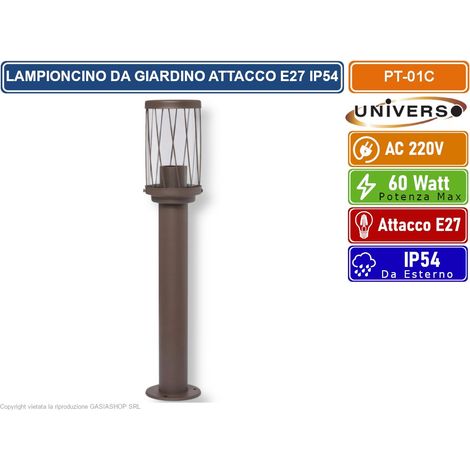 UNIVERSO PT-01C LAMPIONCINO DA GIARDINO IN ALLUMINIO ROSSO RUGGINE CON ATTACCO E27 DA ESTERNO IP54 (1/4)