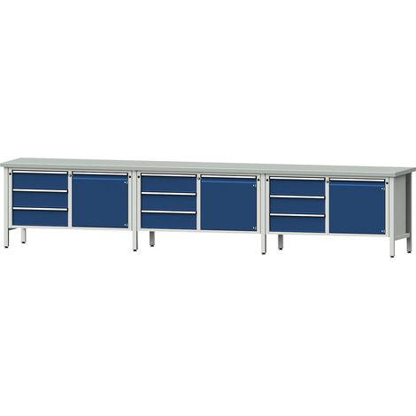 ANKE, Établi extra-large sur piétement, 3 portes, 9 tiroirs (1/4)
