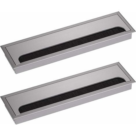Passe-Câble pour Bureau Rectangulaire 80x 275mm Passe-Câble Presse-étoupe pour Table de Bureau Meubles de Maison CABLE Aluminium Argent Anodisé Carré 2 Pièces (1/3)