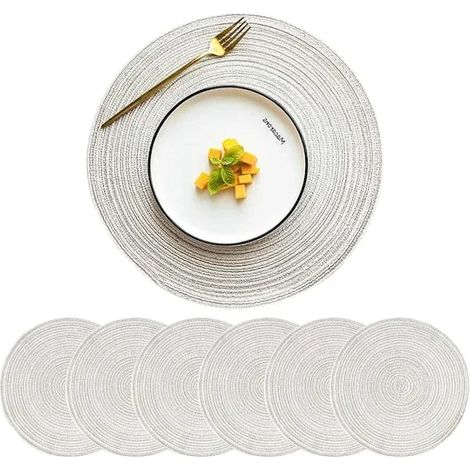 Set de table rond tissé de 14,1 pouces, adapté aux tables à manger (1/4)