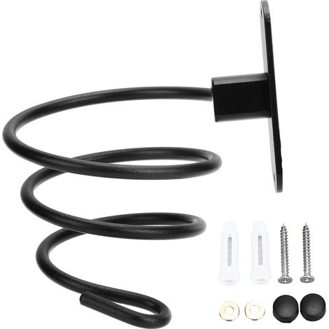 Soporte de pared para secadores de pelo – organizador de baño de pared – tornillos incluidos – aluminio negro – 140 g (1/5)