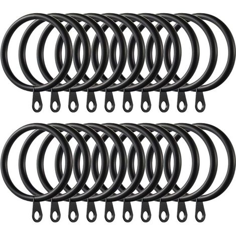 30er-Packung – Metall-Gardinenringe – mit Befestigungsringen – 38 mm Innendurchmesser – Schwarz (1/5)