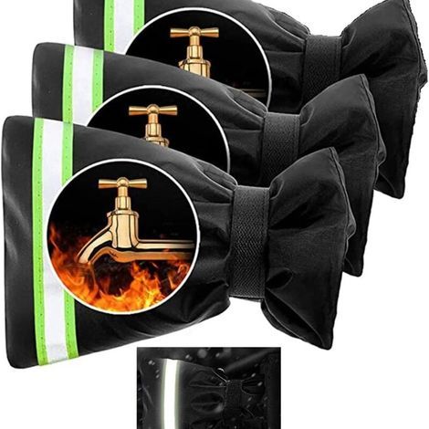 BUNTHAUS 16x25cm Housse de robinet avec bande réfléchissante, housse de robinet extérieure pour temps froid, rembourrage Velcro, housse de bavoir de tuyau réutilisable (1/5)