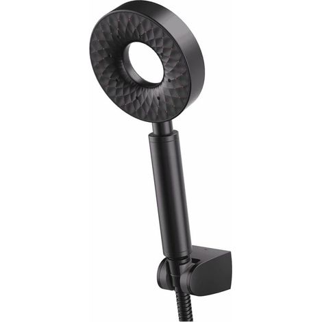 Soffione doccia rotondo nero, doccetta autopulente, 3 modalità, soffione doccia universale, soffione doccia in plastica ABS con tubo flessibile doccia in ABS da 150 cm, supporto per doccia (1/4)
