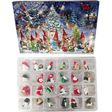 Calendrier de l'Avent Compte à Rebours de 24 Jours pour les Fêtes Décoration de Nains de Collection pour Adultes et Activité Quotidienne Familiale pour Fêtes Maison et École (1/5)