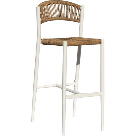 Sgabello con seduta e schienale in twist wicker paglia, base bianca MALIGI HOME MG/VIOLETTO Paglia