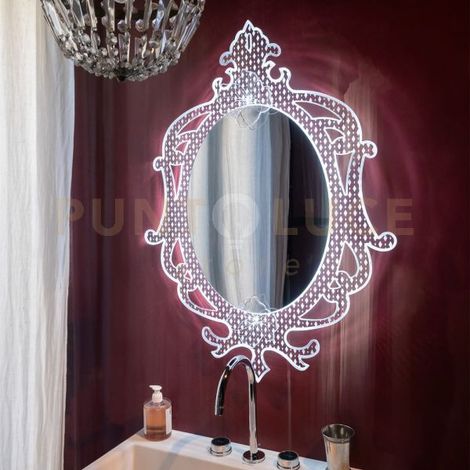 SPECCHIO DA PARETE MADAME CON DECORAZIONI IN CRISTALLO ACRILICO CON LUCI