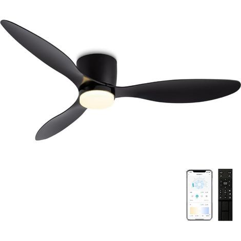 Ventilatore da soffitto da 42 pollici con luce e telecomando, motore CC reversibile, silenzioso e illuminato, 6 velocità con timer, ventilatore da soffitto moderno e leggero, nero (1/4)