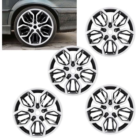 Set mit 4 eleganten Clip-On-Felgenblenden aus ABS für 15-Zoll-Felgen des Peugeot 208, silber und schwarz. (1/5)