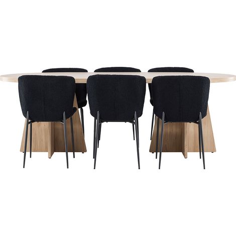 Bootcut Essgruppe Tisch 115x230cm und 6 Teddy Stühle natur.