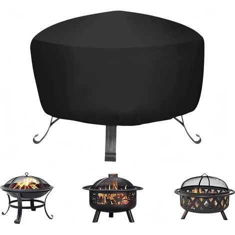 (80x80x65cm) Housse de Protection pour Braséro Rond, Imperméable, Noir,Tissu Oxford 210d Couvre Feu, Jardin Patio Extérieur (1/5)