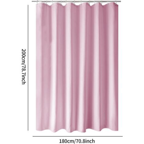 Cortina de ducha de tela rosa CCYKXAA de 180 x 200 cm, impermeable y lavable, ideal para el baño. Cortina de ducha extralarga. (1/4)