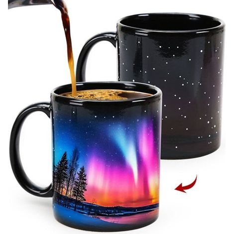 Mug magique Aurores Boréales, tasse en céramique à couleur changeante, design thermosensible, cadeau original 350 ml,l (1/5)