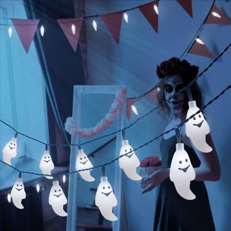 Halloween Decor Solar Ghost Lights,Solar String Light,30 LED Outdoor Decorative Lights for Halloween(Ghost) (1/5)