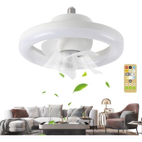 Hängeventilator mit Fernbedienung – 3 Geschwindigkeitsstufen, 3 Lichtfarben, 360°-Drehung, mit E27-Glühbirne und Fernbedienung, ideal für Zuhause, Küche und Wohnzimmer. (1/5)