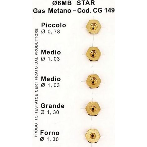 5CF UGELLI PER CUCINA METANO kit 5 pezzi