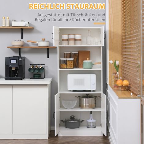 Buffet campagnard 2 portes 2 étagères 70x40x170 cm blanc et noir (1/4)
