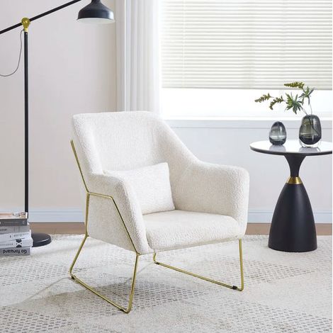 Fauteuil BASKA Gold laine beige