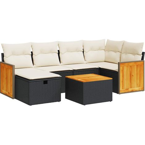 vidaXL Set Divani da Giardino con Cuscini 7pz Nero Polyrattan (1/5)