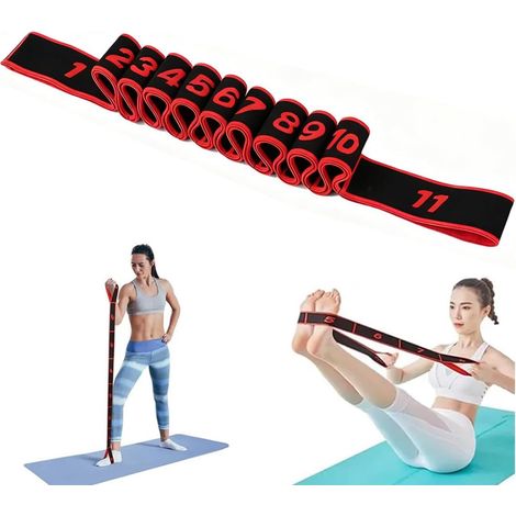Sangle de Yoga, Band D'étirement de Yoga avec 11 Boucles, Band Elastique Sport, Yoga Stretch Bandes, Jambes Ceinture D'étirement des Ligaments, Sangle de Yoga Elastique pour Yoga, Fitness, Pilates (1/5)