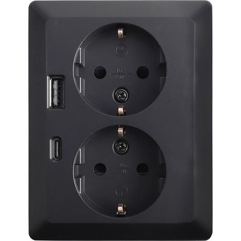 ION Industries Prise murale Noir Hxl8.2xLcm