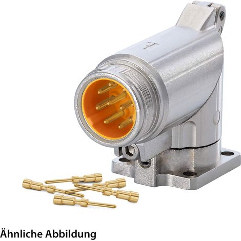 HUMMEL SET inkl. Kontakte M16 Gerätesteckverbinder, Crimpeinsatz gewinkelt Polzahl 6+PE, Stift drehbar um 315 Grad Vorderwand - 1 Stück
