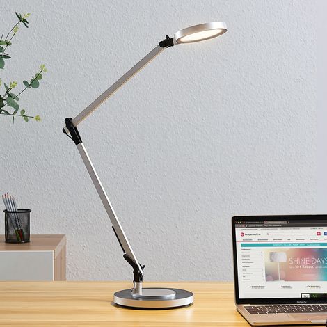 [GEBRAUCHT] B-Ware Lindby LED Tischlampe Rilana dimmbar höhenverstellbar silber schwarz 46,5cm (1/2)