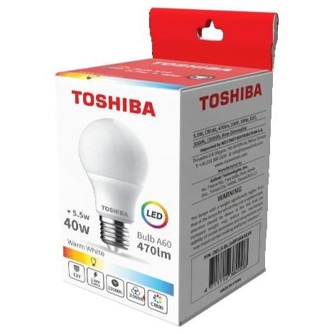 BOMBILLA LED TOSHIBA A60 E27 5.5W 3000K - ULTIMAS UDS