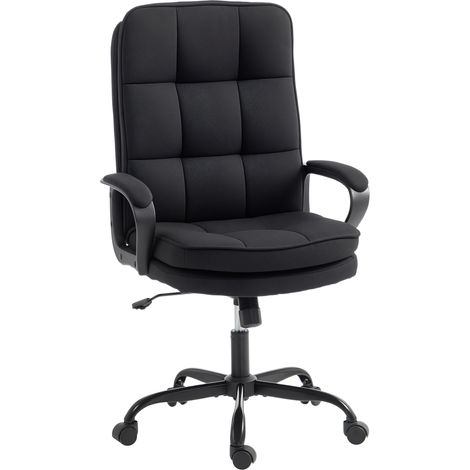 Office Chair, Double Padded Linen, 67 x 64.5 x 115 cm, Black (1/5)
