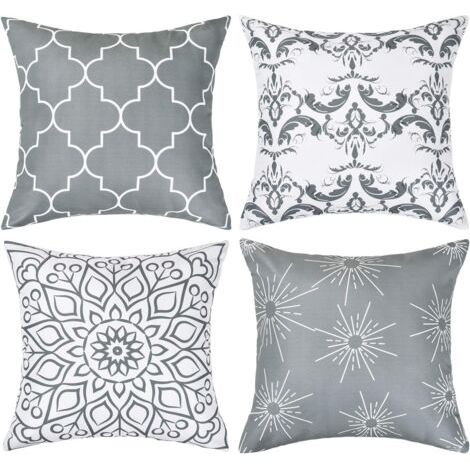 Sollbry Lot de 4 Douce Housses de Coussin 45 x 45 cm Canapé Taie d'oreiller Doux Décoratives pour canapé et Chambre à Coucher Gris (1/5)