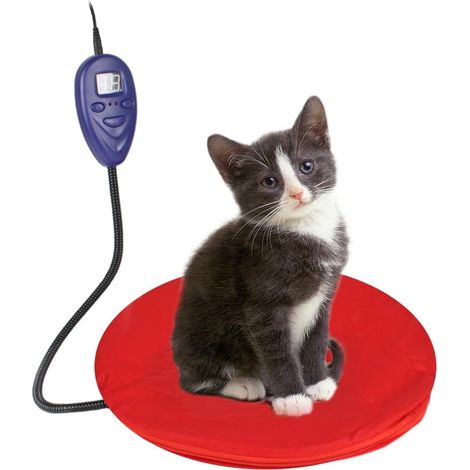 Heizmatte für Hunde und Katzen mit automatischer Abschaltzeitschaltuhr, elektrisches Heizkissen für Haustiere, einstellbare Temperatur mit Anti-Biss-Kabel, waschbar, Rot