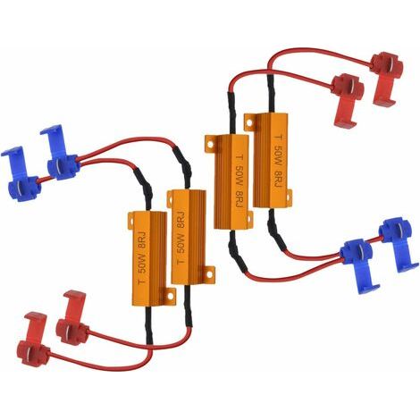 LaBlanc - 4 resistori di carico a LED da 50 W e 8 ohm, resistori di carico per fari, decoder per fendinebbia, resistori per indicatori di direzione a LED (correzione iper-flash, cancellazione di avvis