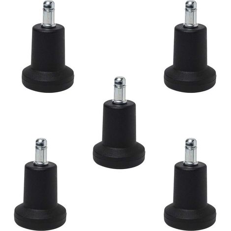 Lot de 5 patins pour chaise de bureau - Pieds fixes en plastique - Embouts de sol noirs - 50 x 82 mm (1/5)