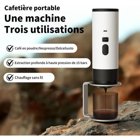 Cafetière Portable, Machine à Café Expresso Portable, Compatible avec le café moulu/Nespresso/DolceGusto, 15 bar (1/5)