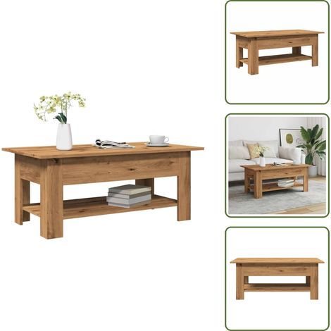 Rangement table basse - vidaXL Table basse chêne artisanal 102x55x42 cm bois d'ingénierie - Table basse durable (1/5)