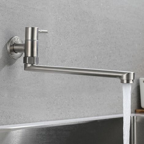 Modern wall-mounted rotating stainless steel cold water tap for kitchen, bar, or sink (1/5)