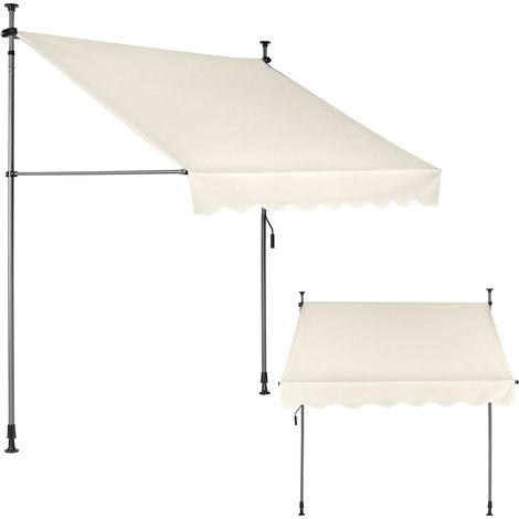 Balkon-Sonnenschutz-Markise mit Höhenverstellung, wasserdicht mit Handkurbel Beige MultiGarden