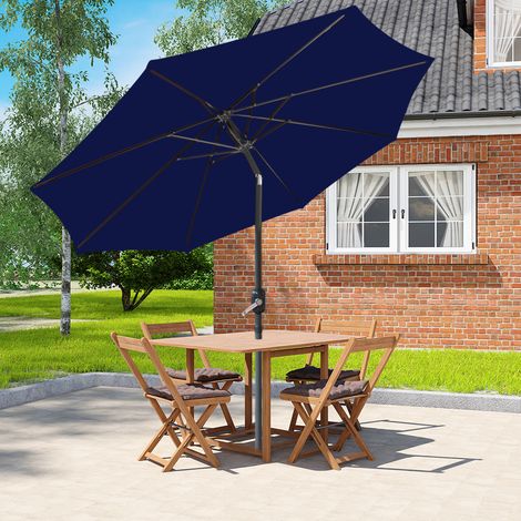 Greenbay Round Garden Parasol Sun Shade Patio Outdoor Umbrella Canopy Crank Tilt Mechanism 2.7M Blue
