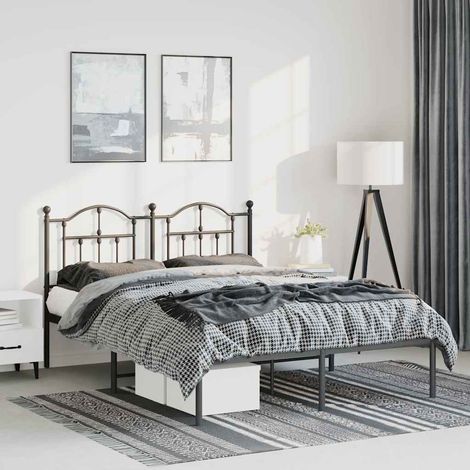 Estructura cama sin colchón con cabecero metal negro 135x190 cm (1/5)