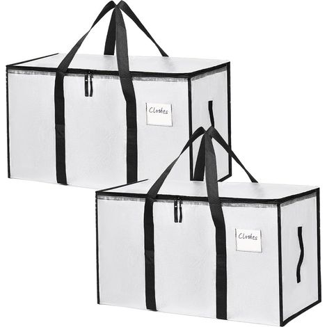 Set di 2 borse trasparenti, impermeabili e resistenti per riporre vestiti, capacità 91 litri, grandi scatole pieghevoli, organizer per guardaroba, borse da trasloco per biancheria da letto, coperte, p
