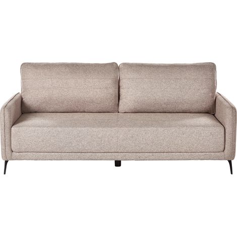 Sofá de tela de 3 plazas función cama minimalista patas de metal poliéster marrón claro Heming (1/5)